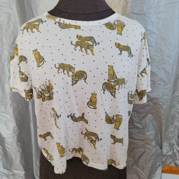 ZARA Womens Leopard Print T-Shirt Polka Dot Short Sleeve Casual Wear Made In Por - Picture 7 of 7